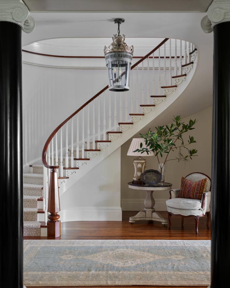 spiral staricase and entry of a isle of hope georgia estate