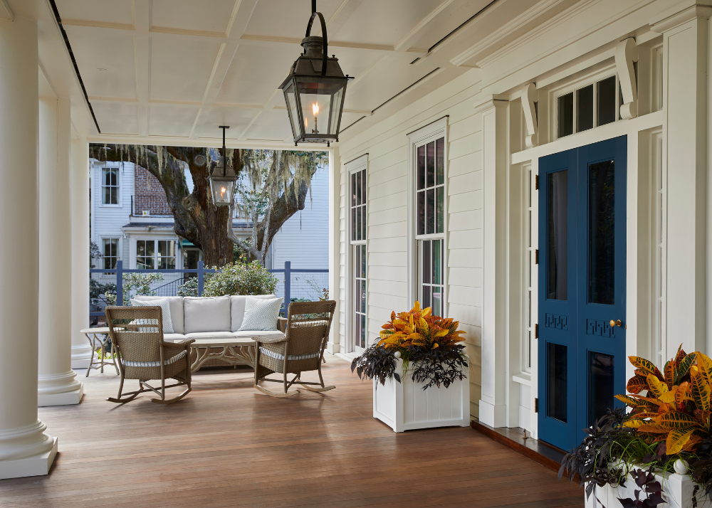 front porch of a traditional savannah georgia area home