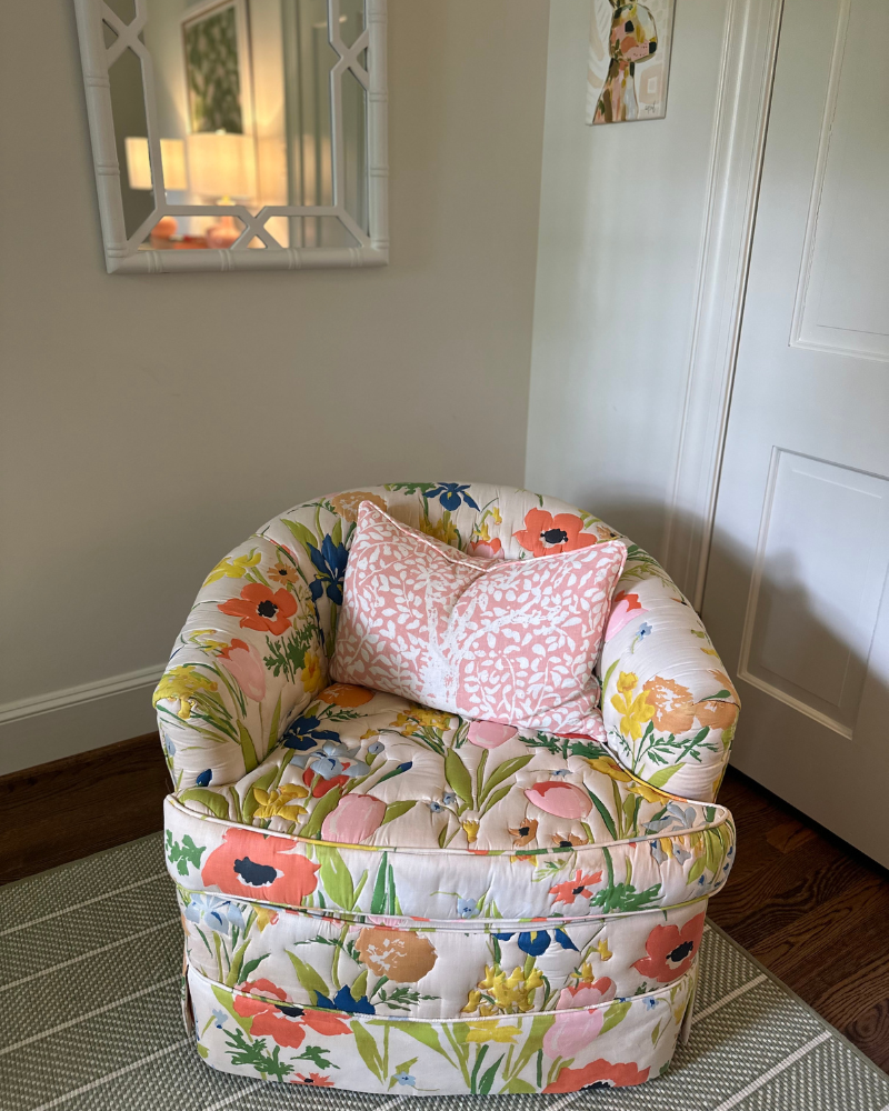 floral club chair for nursery
