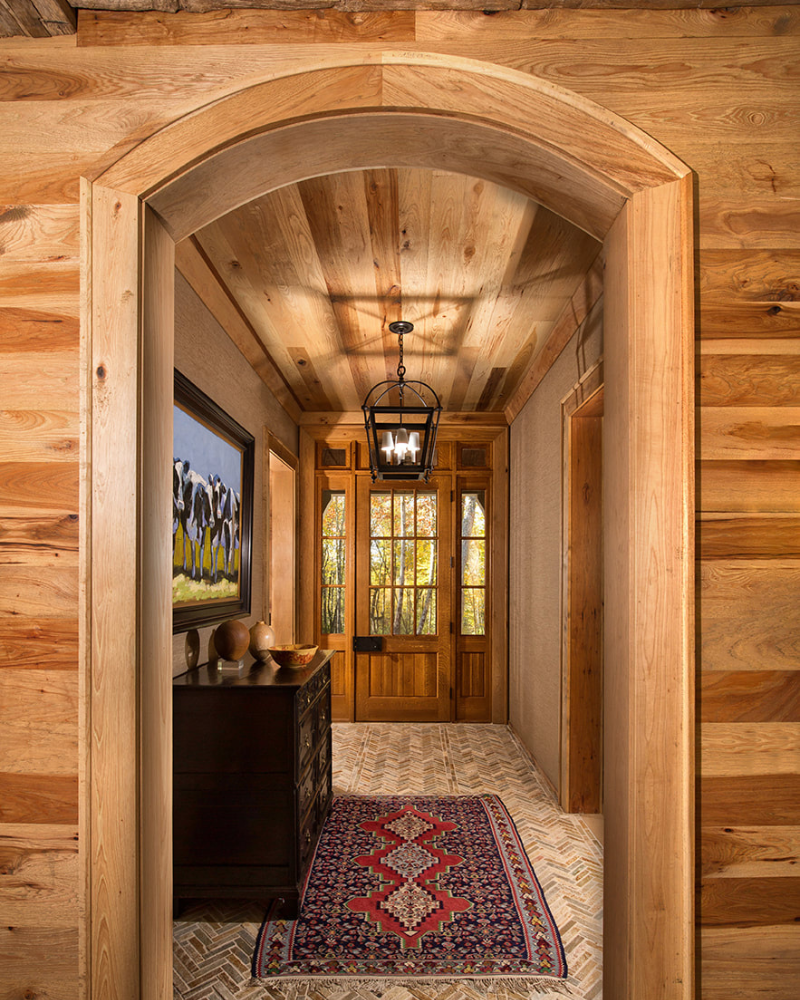 andrew roby north carolina mountain house entryway with natural materials