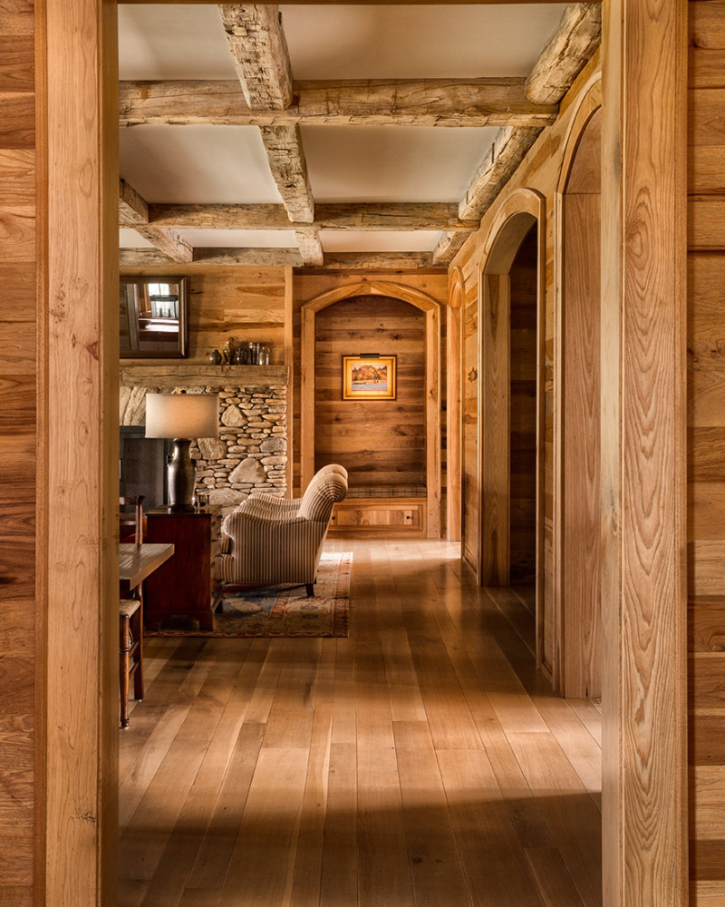 andrew roby north carolina mountain house entryway with natural materials