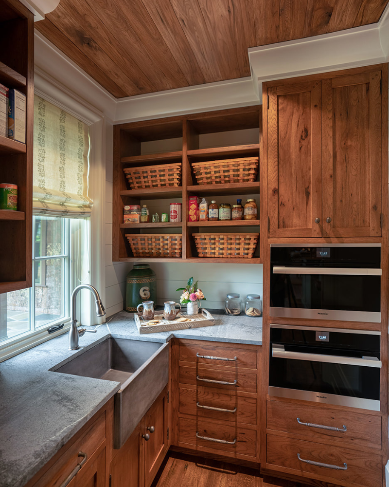 north carolina moutain house kitchen with exposed woodwork