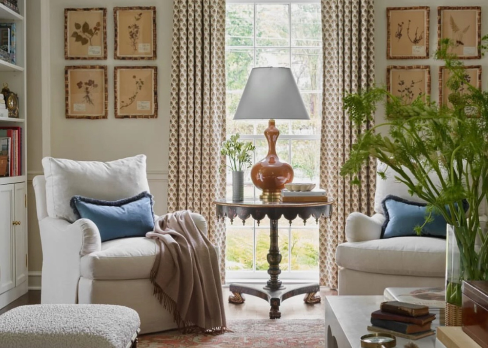 Cinnabar Table Lamp Portable Light in Natural Percale, Medium by Visual Comfort Signature Collection