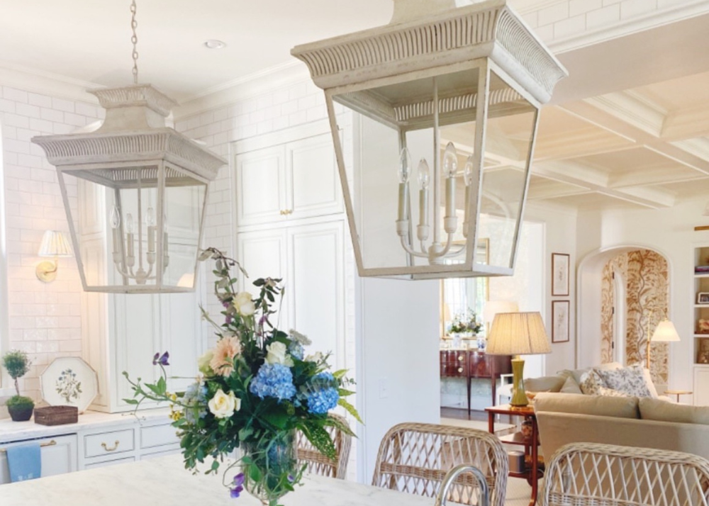 Elsinore Medium Hanging Lantern in a classic kitchen