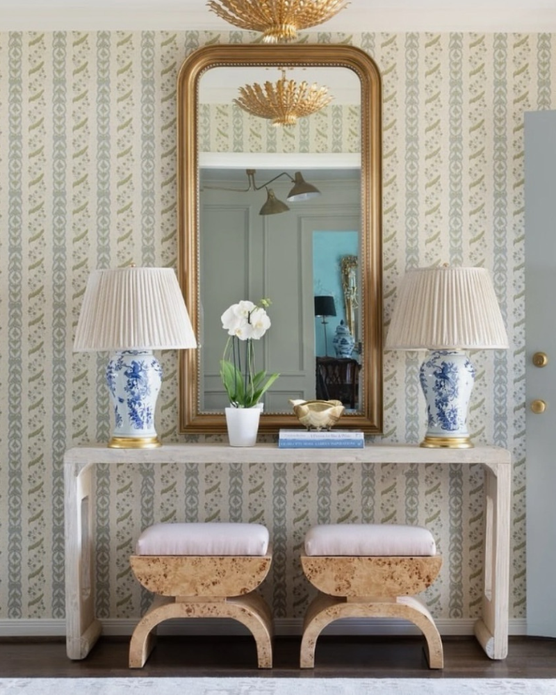 entryway with visual comfort Hampton Medium Chandelier