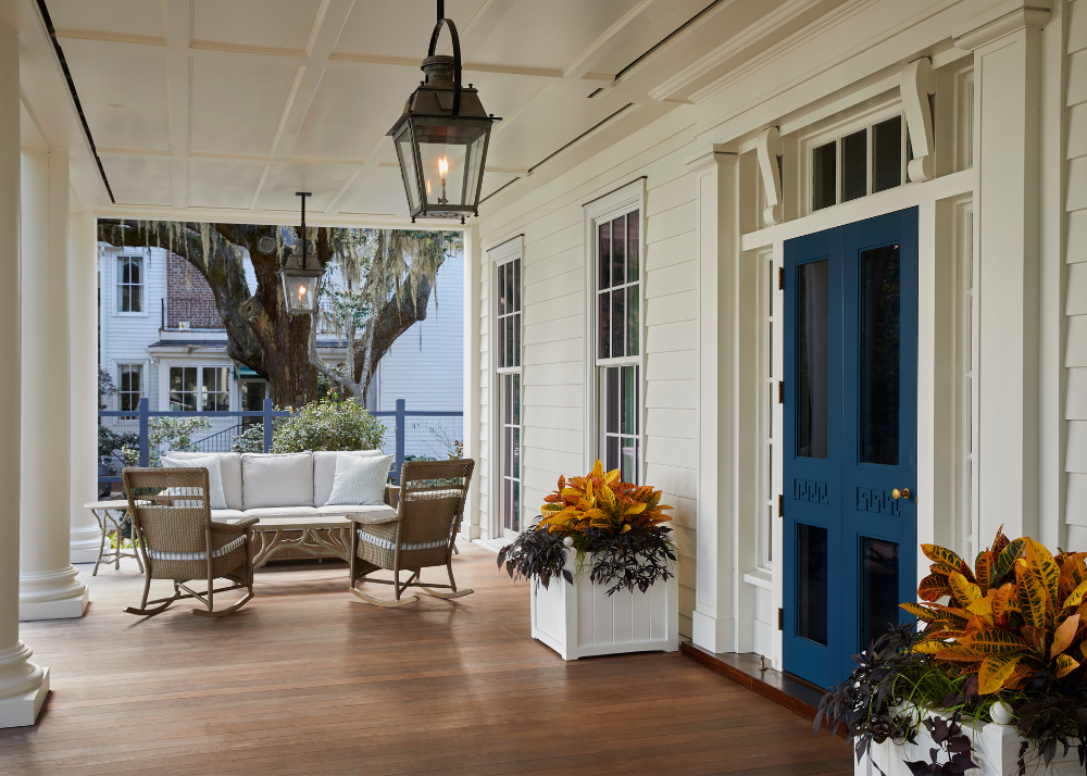 isle of hope estateThe front door color is Benjamin Moore Gentleman’s Grey and the exterior color is Glacier White.